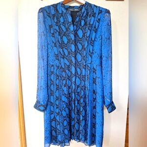 Proenza Schouler Black Label Womens Blue Python Shift Dress. 100% Silk. Size 2